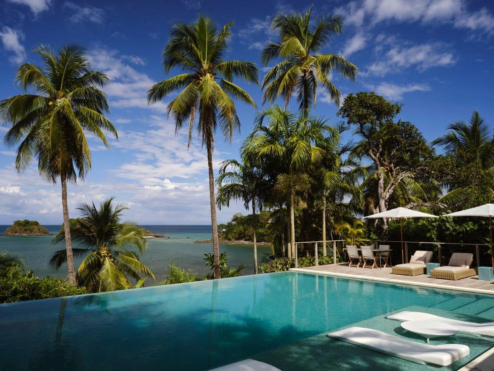 Piscina de hotel entre palmeras